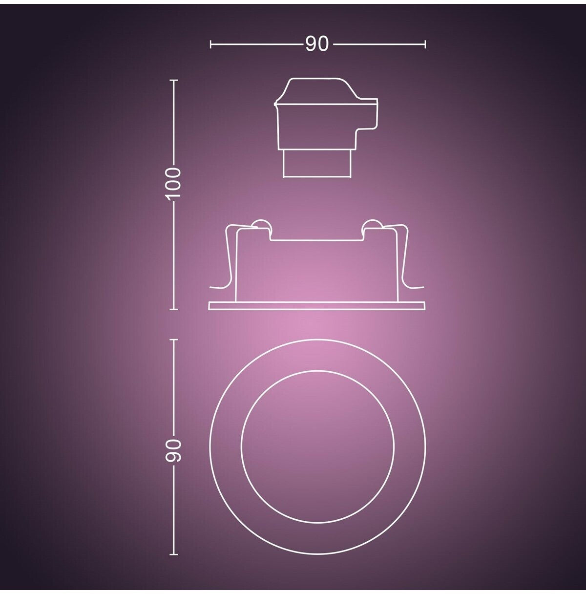 Philips Hue Centura runde Einbauspots 3er (Schwarz): Farbe/Weiß, 1050lm, App/Sprache