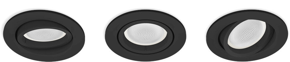Philips Hue Centura runde Einbauspots 3er (Schwarz): Farbe/Weiß, 1050lm, App/Sprache