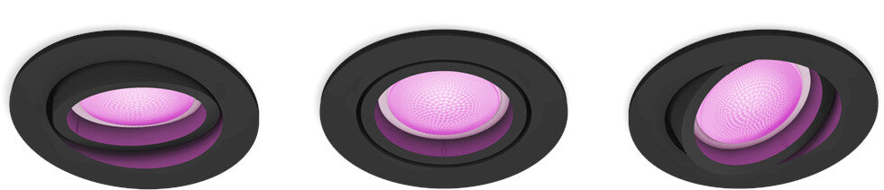 Philips Hue Centura runde Einbauspots 3er (Schwarz): Farbe/Weiß, 1050lm, App/Sprache