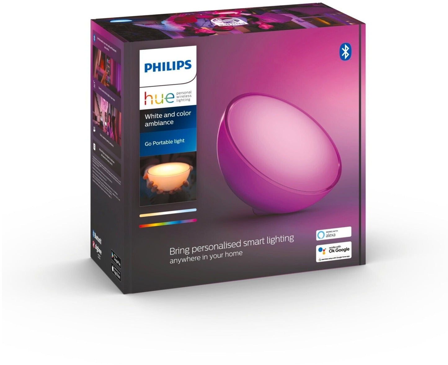 Philips Hue Go Tischleuchte: White & Color (530 lm, dimmbar, App/Sprache, tragbar)