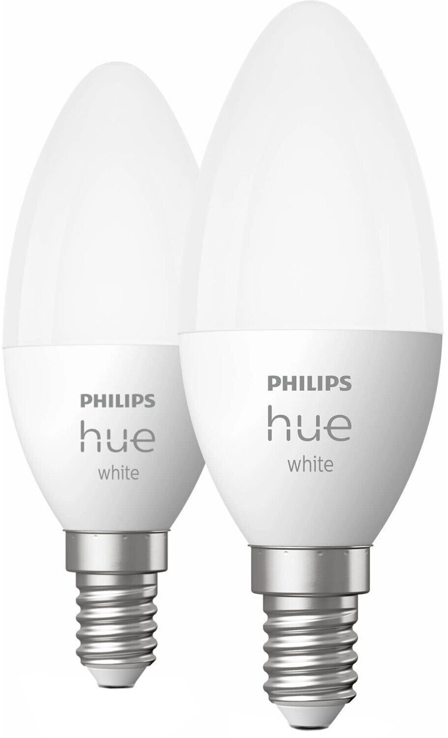 Philips Hue White E14 LED Kerzenlampe (470lm) – 2er Pack dimmbares Warmweiß, App- & Sprach-steuerbar