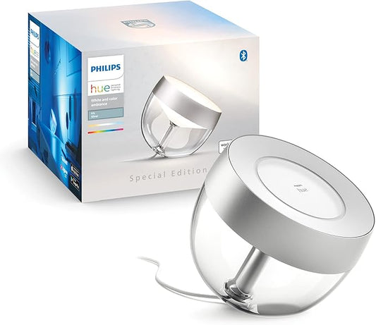 Philips Hue Iris Tischleuchte Special Edition Silber- 520lm, 16 Mio. Farben, dimmbar, Alexa-kompatibel