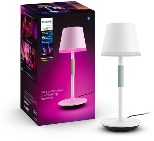 Philips Hue Go Tischleuchte (Weiß) – Tragbar, 16 Mio. Farben, App- & Sprachsteuerung