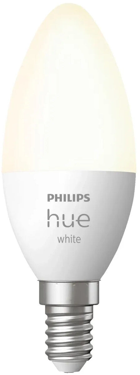 Philips Hue White E14 Kerzenlampe (470lm) – Einzelpack für warmweißes, smartes Licht (dimmbar, App/Alexa)